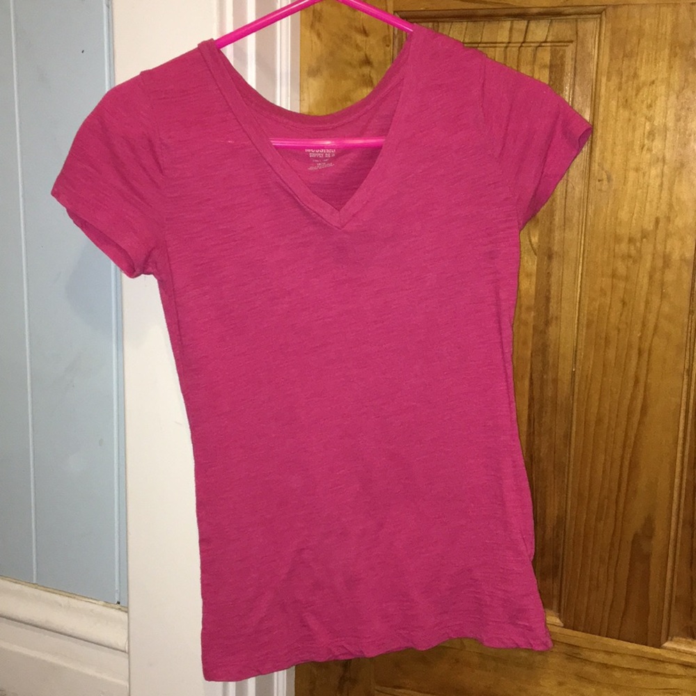 Pink V-neck Short Sleeve Shirt 🥰